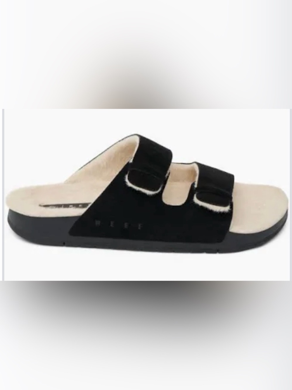 Reef  Two Bar Cozy Raven Women's Black Dual-Strap Slide Sandal size 11-NWT $120